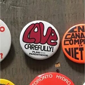 1970 Love carefully planned parenthood pinback button